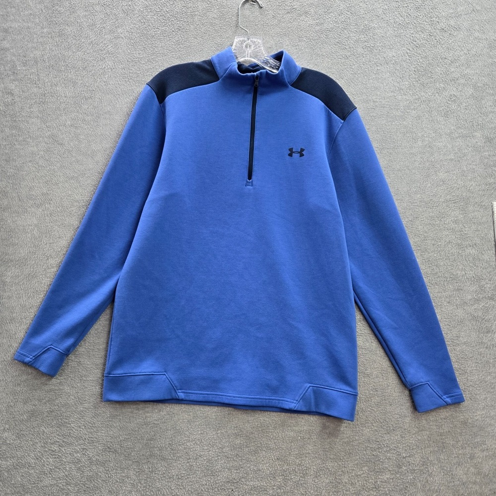 Under Armour Golf Men Sweatshirt Medium Blue 1/2 Zip Storm Coldgear Loose READ